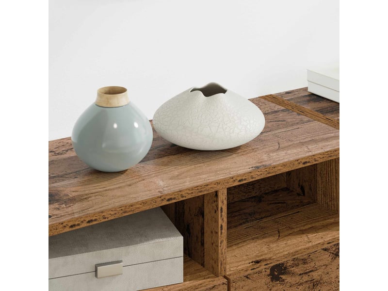  Lot de 4 meuble tv mural, meuble tv suspendu bois ancien bois d'ingénierie shl70771  - Conforama D