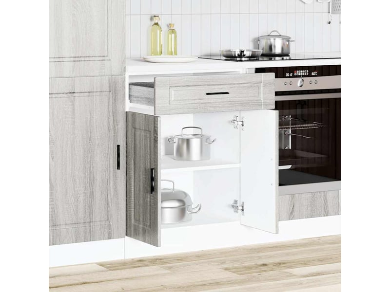 Meuble de rangement, armoire de cuisine porto sonoma gris bois d'ingénierie shl5437 - Conforama C
