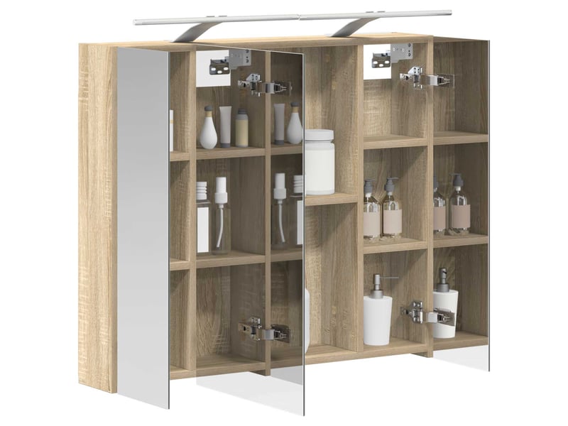 Armoire miroir salle de bain, meuble de rangement chêne sonoma 80x14.5x70 cm shl5392 - Conforama C
