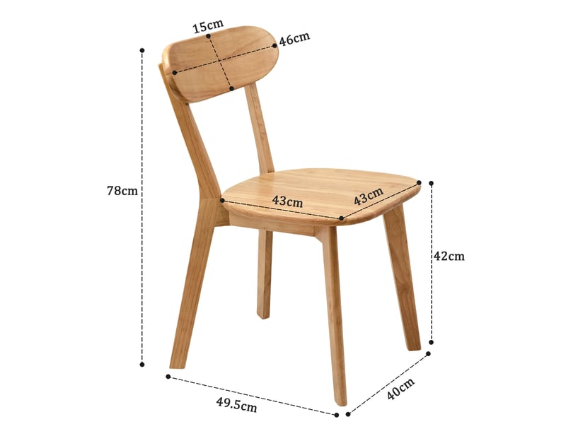  Lot de 2 chaises de salle à manger 49,5x43x78 cm avec dossier incurvé, pour salle à manger, élégant, bois, couleur bois  - Conforama C