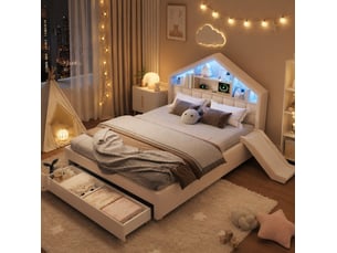 Lit cabane 140x200 cm HOMVRA coloris beige