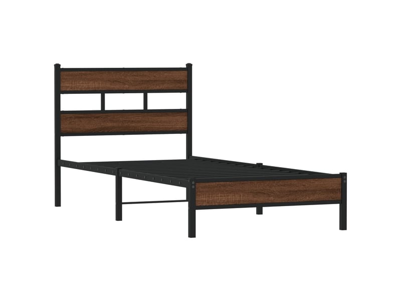  Lit simple- lit adulte -  cadre de lit sans matelas chêne marron 80x200cm bois ingénierie  - Conforama B