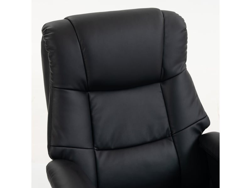 Fauteuil relax inclinable pivotant avec repose-pied piètement bois clair synthétique noir - Conforama E