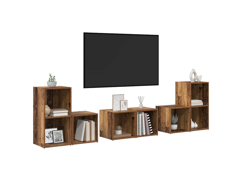  Ensemble meuble tv - banc tv - meuble de rangement 6 pcs bois ancien bois d'ingénierie  - Conforama C