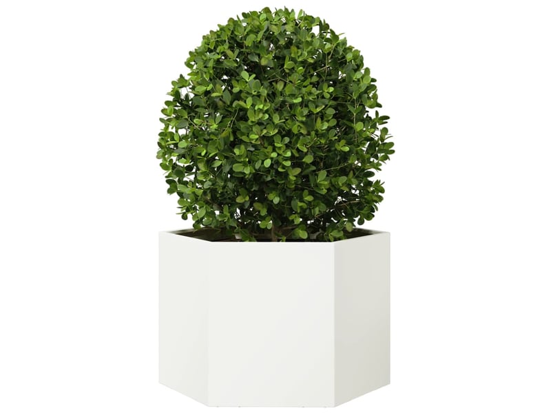 Jardinière - bac à fleurs blanc hexagone 69x60x45 cm acier  - Conforama C