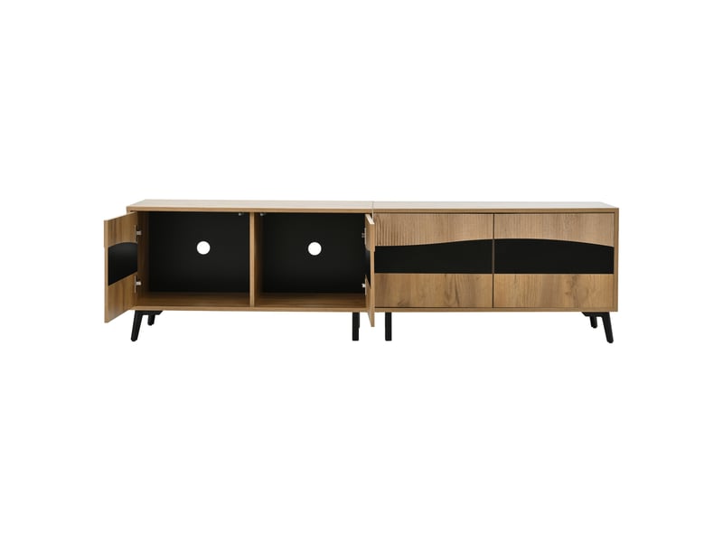 Meuble tv - design symétrique - 180x40x50cm - bois naturel - 4 armoires - capacité 30kg  - Conforama W