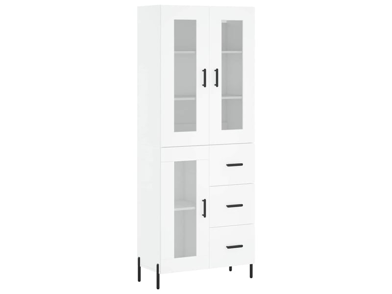  Buffet haut - bahut - meuble de rangement blanc 69,5x34x180 cm bois d'ingénierie  - Conforama A