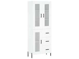 Buffet haut - bahut - meuble de rangement blanc 69,5x34x180 cm bois d'ingénierie