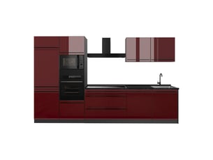 Vicco cuisine, rouge brillantanthracite, 340cm sans plan de travail
