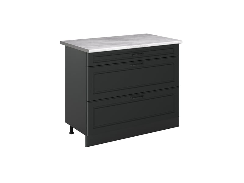  Vicco meuble cuisine, anthracite campagneanthracite, 100cm plan de travail marbre  - Conforama A