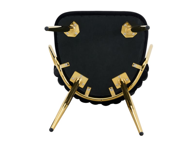  Chaise velours noir et doré, dossier tressé, pieds dorés - ergonomique pour salle à manger, cuisine, salon  - Conforama E