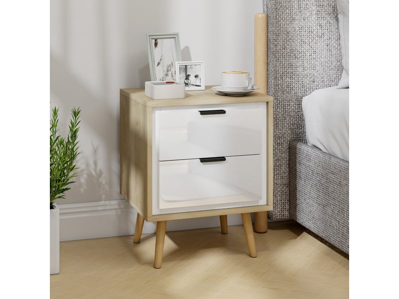 Chevet style scandinave nicola blanc effet bois clair  - Conforama D