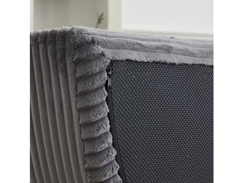  Canapé convertible 4 en 1 180x92x84 cm gris en velours côtelé, une place et 3 coussins inclus, pour espaces compacts  - Conforama E