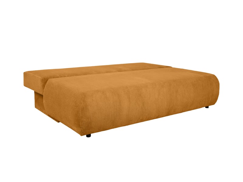 Canapé droit veluto convertible avec coffre en velours côtelé - jaune moutarde VELUTO - Conforama C