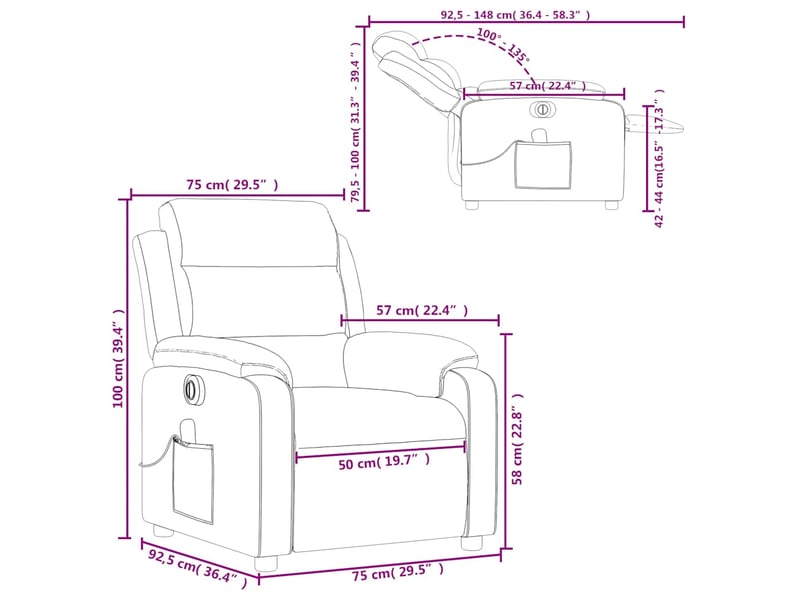  Vidaxl fauteuil inclinable de massage électrique vert clair velours  - Conforama C