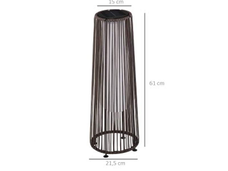 Lampe solaire de jardin ø 21,5 x h 61 cm en plastique et acier avec led automatique marron chicfurn - Conforama C