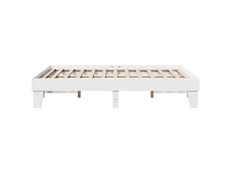  Lit double- lit adulte -  cadre de lit sans matelas blanc 150x200 cm bois de pin massif  - Conforama D