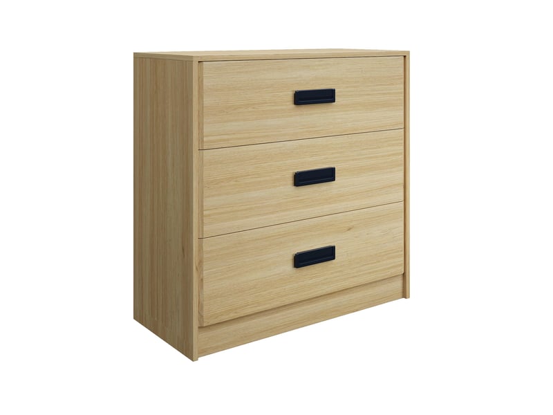  Commode de chambre à coucher avec 3 tiroirs - meuble de rangement compact en mdf, organisateur de stockage pour la maison-naturel PHK_38CYKHJN - Conforama A