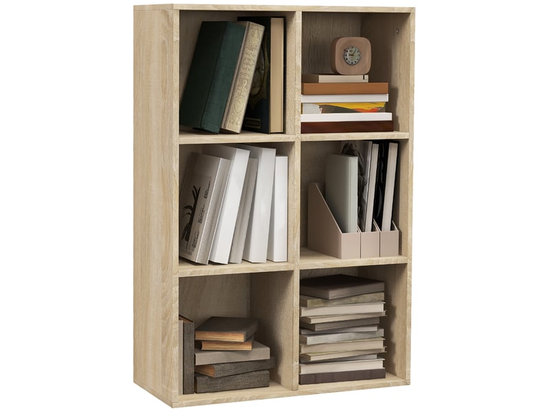  Bibliothèque moderne en bois à 6 cubes, 65,5 x 30 x 97,5 cm, coloris chêne  - Conforama A