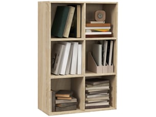 Bibliothèque moderne en bois à 6 cubes, 65,5 x 30 x 97,5 cm, coloris chêne