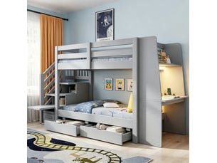 Lit mezzanine 90x200 cm <strong>MODENUIT </strong> <strong></strong> coloris gris