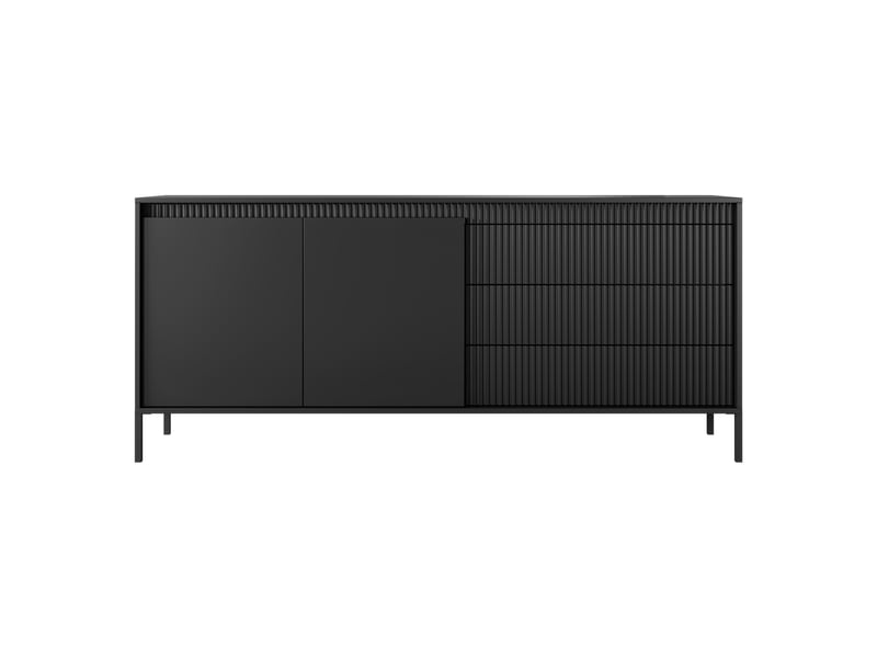  Buffet hatone, commode 3 tiroirs, 187x40x81h cm noir Hatone - Conforama E
