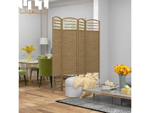 Paravent intérieur en bois séparateur de pièce cloison pliable 4 panneaux bois naturel 160 x 170 cm