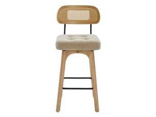Lot de 2 tabourets de bar 51 x 44 x 96 cm kaki en chenille, dossier en rotin, pivotants à 360 degrés