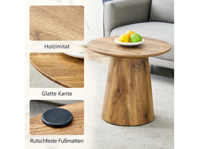  Chaise 50 x 48 cm aspect bois naturel mdf 2 pièces rondes forme ronde socle stable grain naturel  - Conforama E