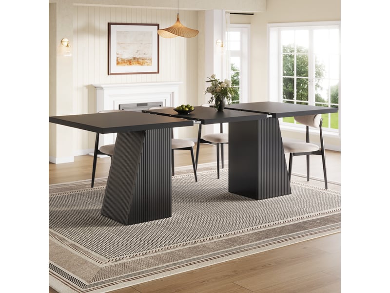 Table à manger extensible 120 à 160x80x76 cm, 4 à 6 places, noire - Conforama B