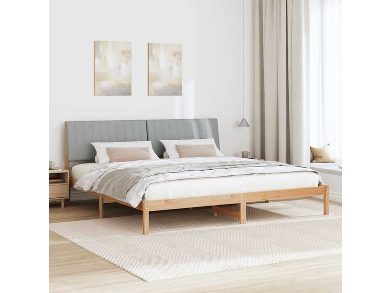  Lit double- lit adulte -  cadre de lit avec tête de lit marron 200 x 200 cm pin massif  - Conforama C