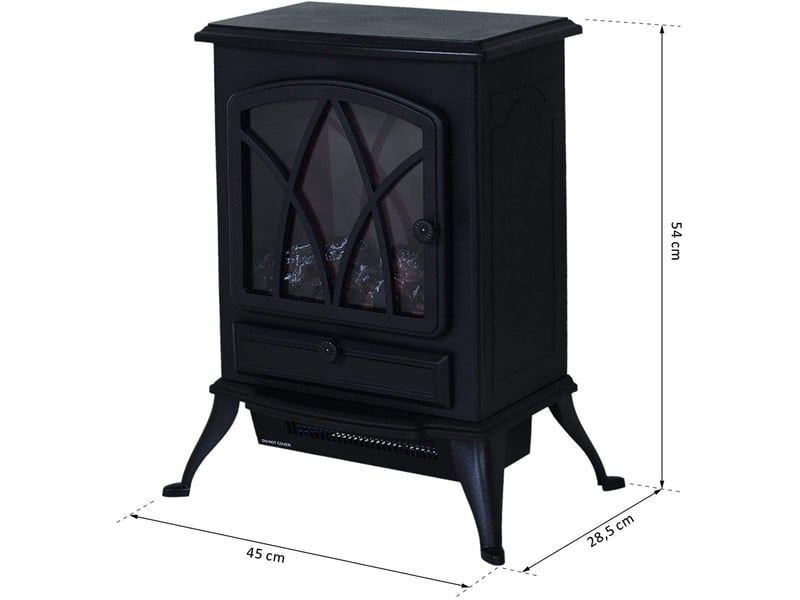  Cheminée électrique mobile 1000 w2000 w, effet flammes led, 15 à 30 m², noire  - Conforama E