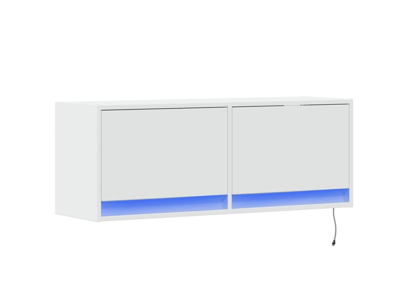  Meuble tv - banc tv - meuble de rangement mural avec lumières led blanc 100x31x35 cm  - Conforama C