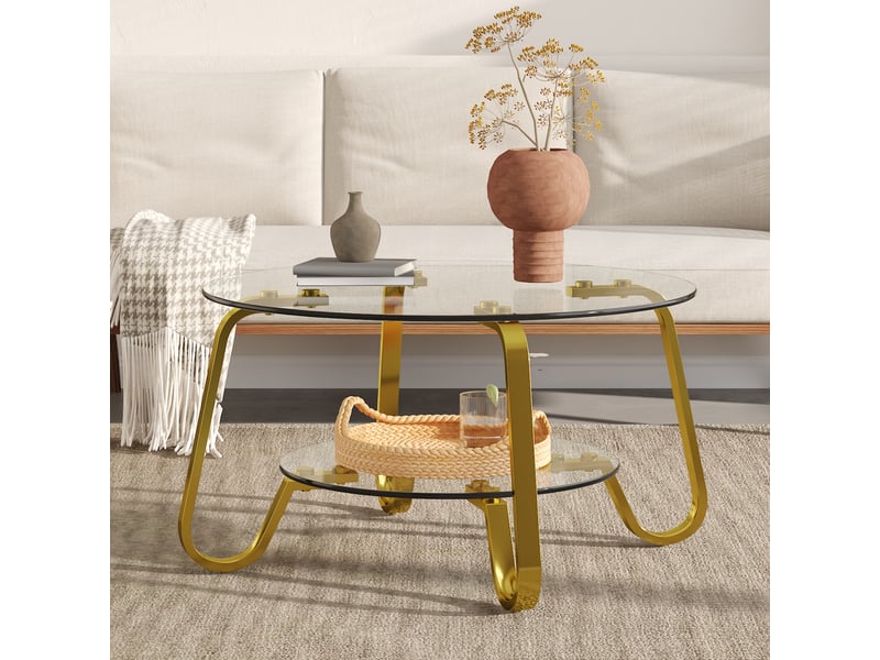 Table basse en métal à 2 niveaux or chicfurn  - Conforama C