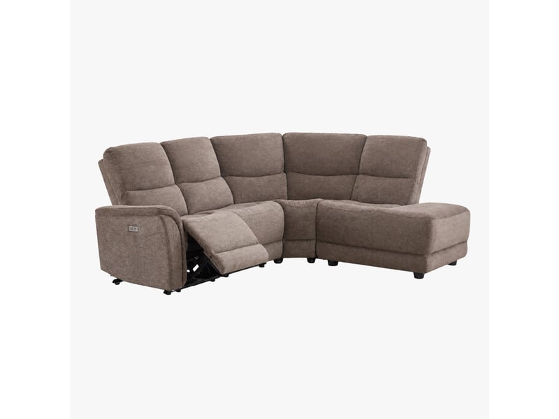 Canapé d'angle relax électrique en tissu marron - angle droit - Conforama E