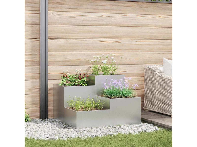 Jardinière - cache-pot de jardin argent 80 x 80 x 60 cm acier galvanisé - Conforama B
