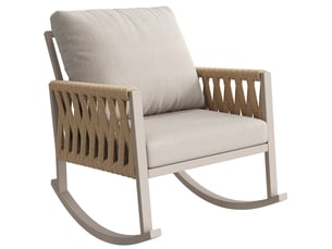Fauteuil à bascule extérieur jardin 65x79x78 cm avec cordage croisé et  coussins confort, pour terrasse, métal, beige