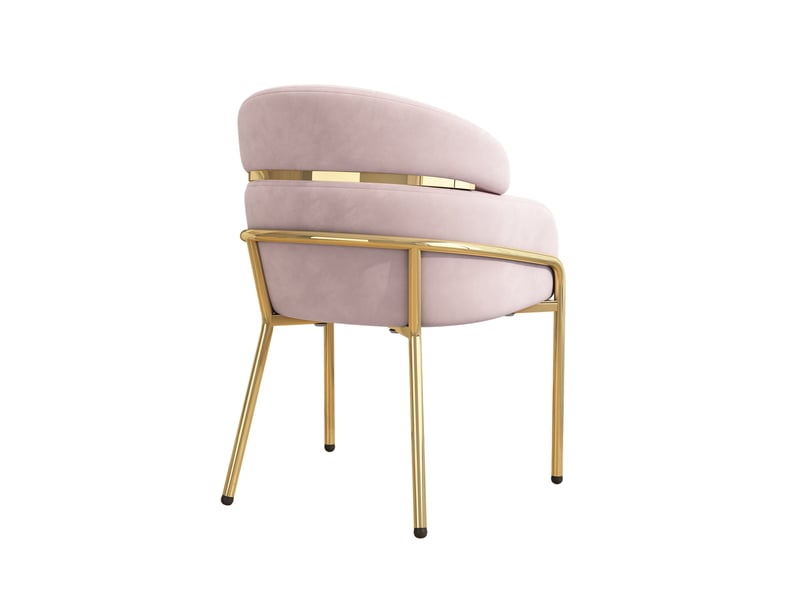  Chaise de salle à manger individuelle 57x55x79 cm, design léger et moderne, pour le salon, métal, velours, rose  - Conforama W