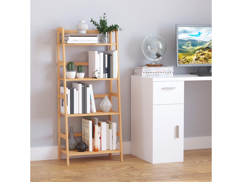  Etagère échelle en bambou 4 niveaux bibliothèque style naturel 48l x 31,5l x 120h cm  - Conforama C