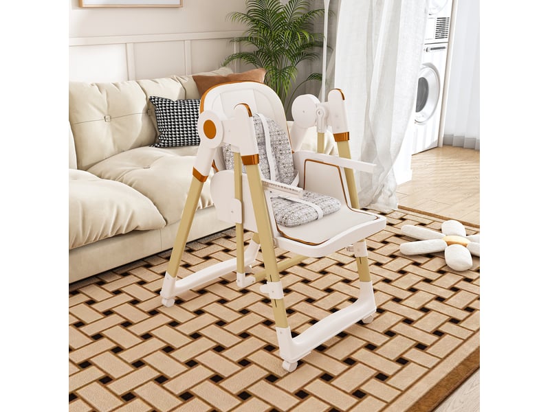  Chaise haute bébé 59x76x96 cm, tablette amovible, chaise évolutive bébé, harnais 5 points, dossier inclinable, blanc, pu  - Conforama D