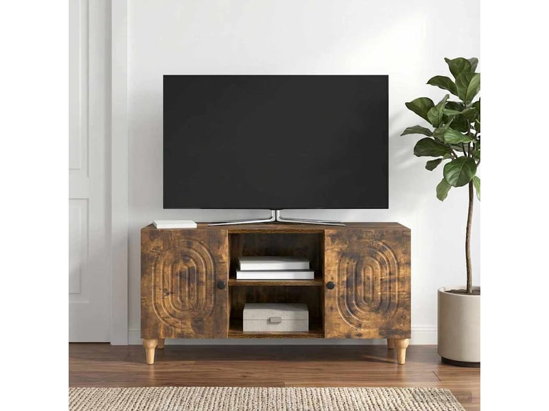  Meuble tv - banc tv - meuble de rangement chêne fumé 102 x 34,5 x 50 cm bois d'ingénierie  - Conforama B
