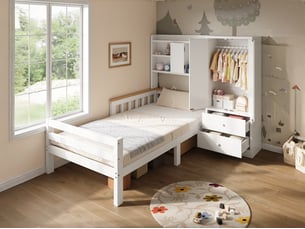 Lit avec rangement 90x200 cm <strong>LEYTN</strong>  <strong></strong> coloris blanc