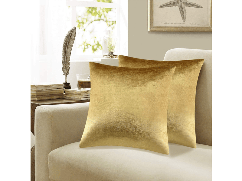  Housse de coussin - golden velours coussin cas, luxueux velours housse de coussin， le meilleur carré décoratif d'oreiller de divan de lit de canapé 18x, 45 x 45 cm, jaune  - Conforama B