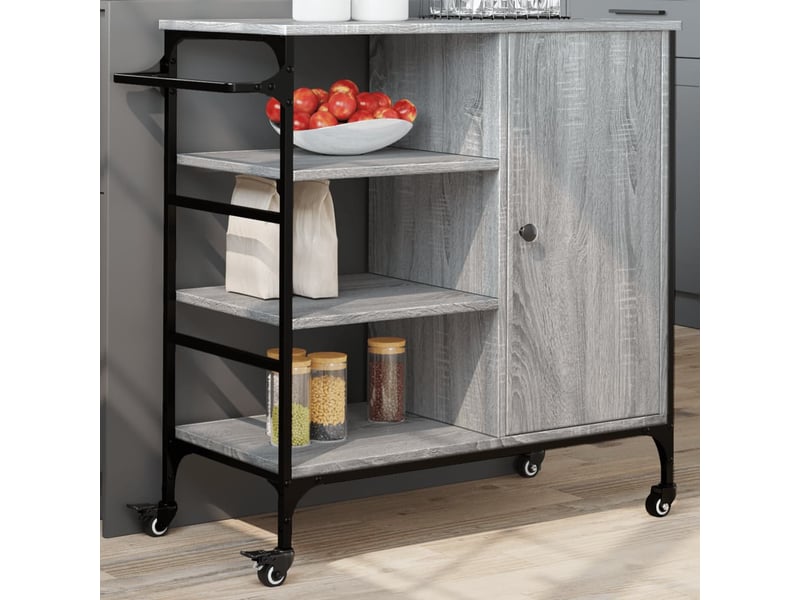  Desserte de cuisine, chariot de rangement sonoma gris 87,5x38,5x84,5cm bois ingénierie  - Conforama B