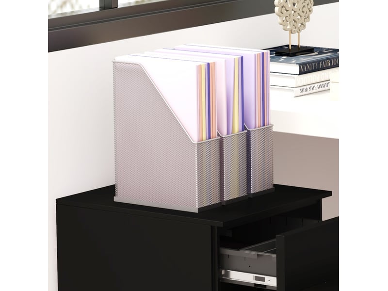  Caisson de bureau verrouillable 37 x 43,5 x 60 cm – noir – 3 tiroirs sur roulettes en acier avec frein  - Conforama E
