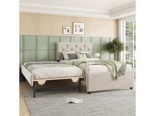 Lit gigogne 90x200 cm <strong></strong>  <strong></strong> coloris beige