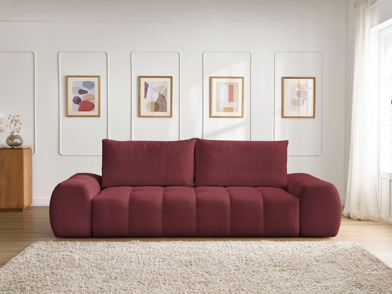 Bobochic canapé droit fixe 3 places everest tissu chiné rouge EVEREST - Conforama D