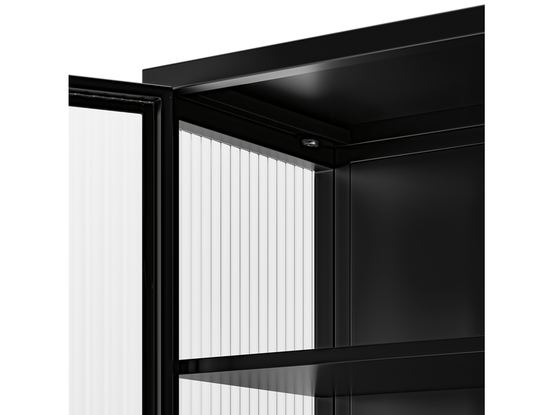 Armoire murale 2 portes 70 x 23 x 60 cm – noire – verre trempé strié, 3 niveaux de rangement modulables - Conforama E