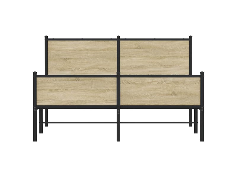  Lit double- lit adulte -  cadre de lit en métal sans matelas chêne sonoma 150x200 cm  - Conforama D
