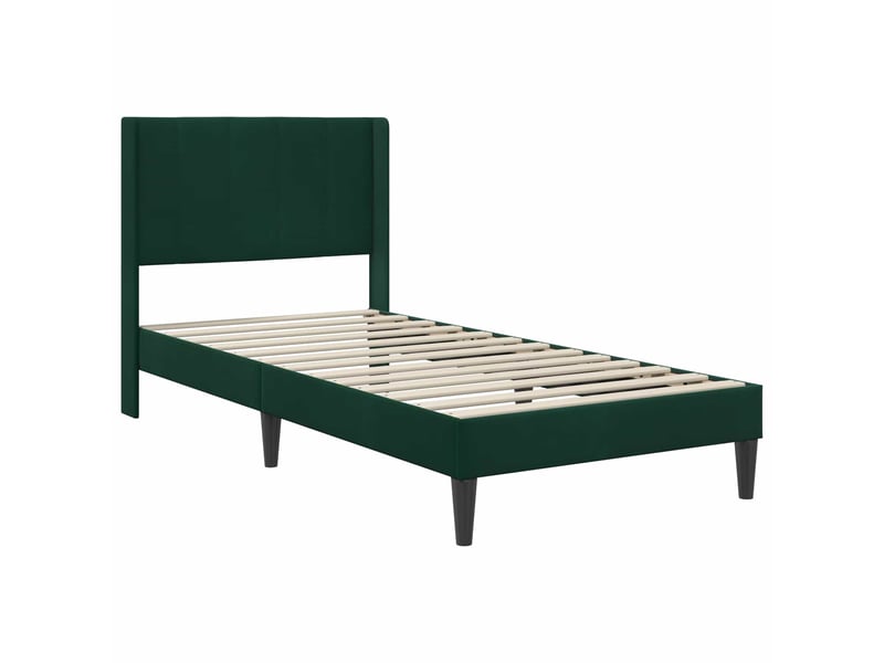  Lit simple- lit adulte -  cadre de lit avec tête de lit vert foncé 80 x 200 cm velours  - Conforama B